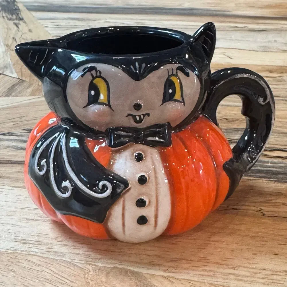 New Johanna Parker Transpac Halloween Bat Pumpkin Peep Creamer Pitcher Mug